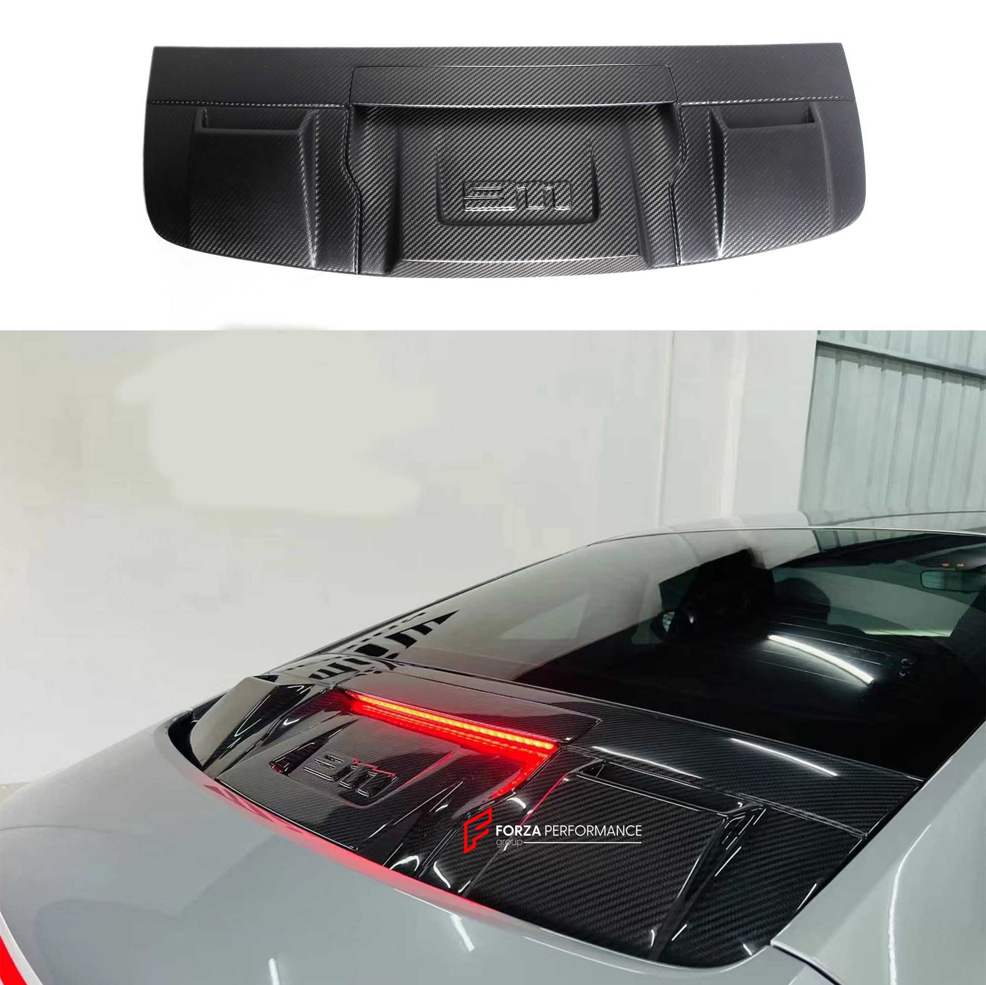 DRY CARBON REAR ENGINE COVER WITH LIGHT FOR PORSCHE 911 992