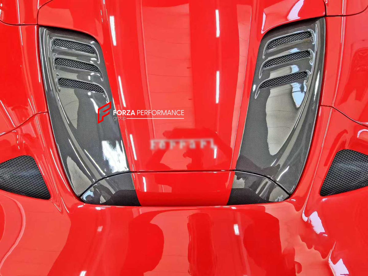 DRY CARBON REAR ENGINE VENT COVER for FERRARI FERRARI F8 2019 - 2022
Set includes:

Rear Engine Vent Cover
Material: Dry Carbon

NOTE: Professional installation is required.