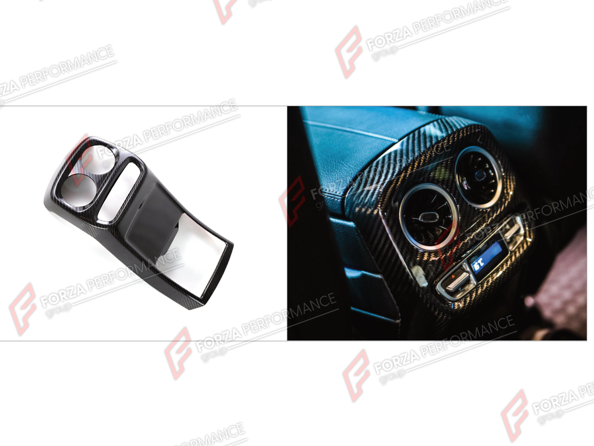 DRY CARBON REAR CENTER CONSOLE AIR VENT COVER for MERCEDES-BENZ G-CLASS W464 G63 G350 G350D G400D G500 G550 2019 - 2024 FORZA PERFORMANCE custom fit B11 Style

Set includes:
Rear Center Console Air Vent Cover

Material: Dry Carbon

NOTE: Professional installation is required.