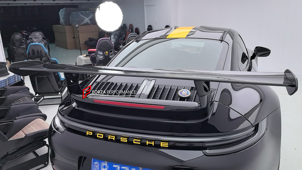 DRY CARBON REAR SPOILER for PORSCHE 911 992.1 CARRERA 2019 - 2024 upgade to SPORT DESIGN

Set includes:

Rear Spoiler

Rear Duck Spoiler


Material: Dry Carbon

NOTE: Professional installation is required.