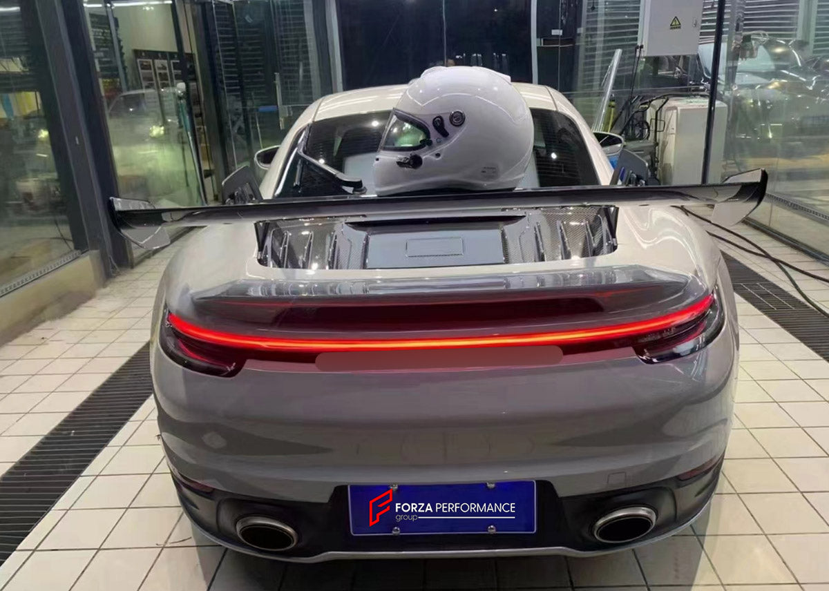 CONVERSION DRY CARBON REAR SPOILER WING for PORSCHE 911 992.1 2019 - 2025 UPGRADE to GT3 2022 - 2024

Set includes:

Rear Spoiler Wing
Engine Lid
Material: Dry Carbon

Note: Professional installation is required.