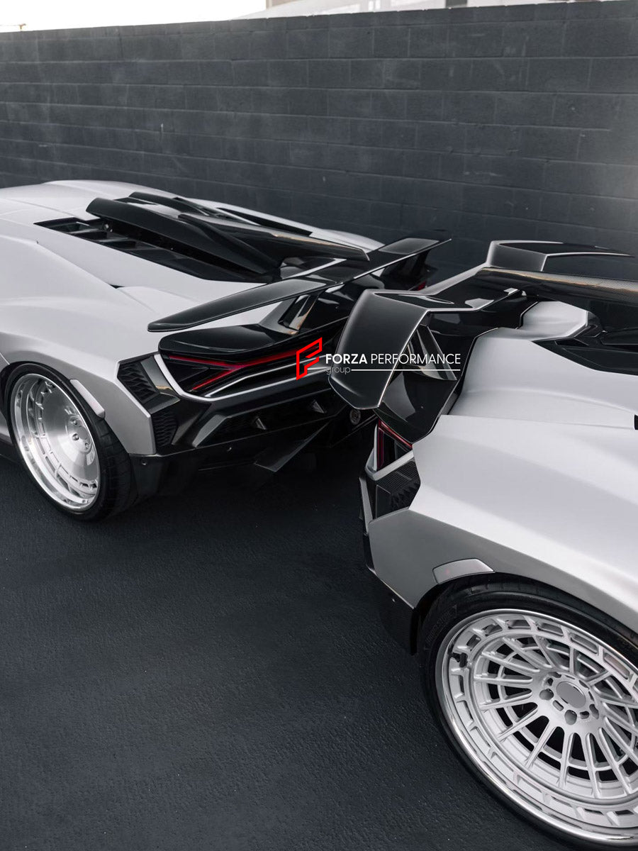DRY CARBON REAR SPOILER WING AND ENGINE COVER for LAMBORGHINI REVUELTO 2023+ FORZA PERFORMANCE custom fit 1016 Industries Style

Set includes:
Rear Spoiler Wing
Engine Cover

Material: Dry Carbon

NOTE: Professional installation is required.