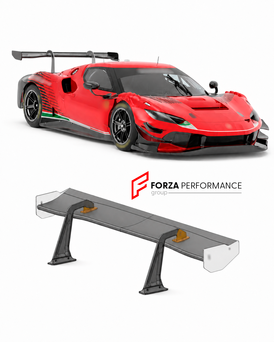 DRY CARBON GT3 REAR SPOILER WING for FERRARI 296 GTB GTS 2022-2026