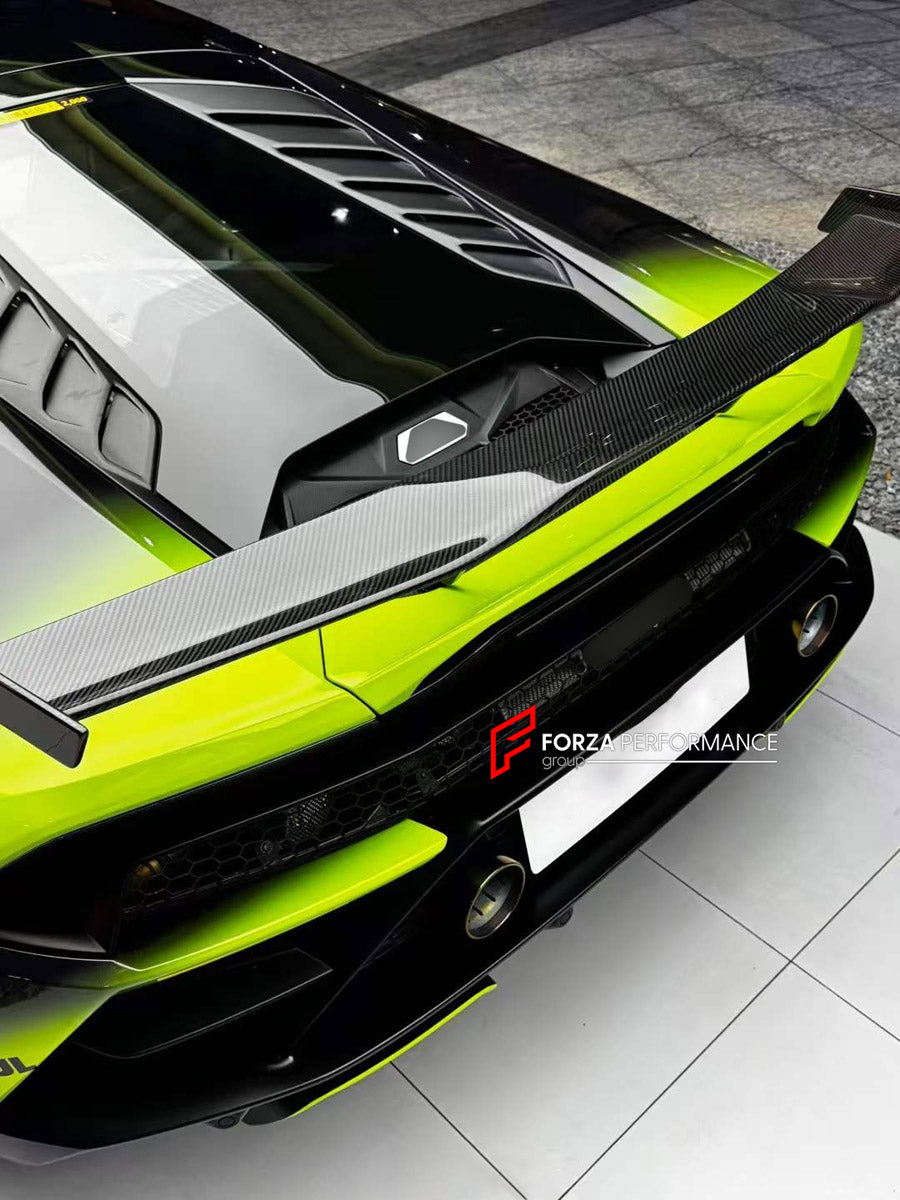 DRY CARBON REAR SPOILER WING for LAMBORGHINI HURACAN EVO 2019 - 2024

Set includes:
Rear Spoiler Wing

Material: Dry Carbon

NOTE: Professional installation is required.