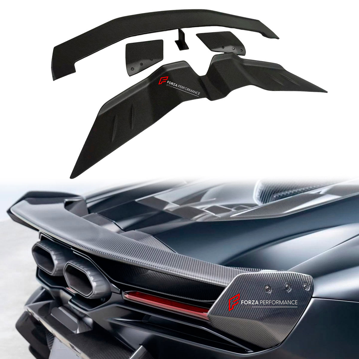 DRY CARBON REAR SPOILER WING for LAMBORGHINI REVUELTO 2023+ FORZA PERFORMANCE Vorsteiner
Set includes:

Rear Spoiler Wing
Material: Dry Carbon

NOTE: Professional installation is required.