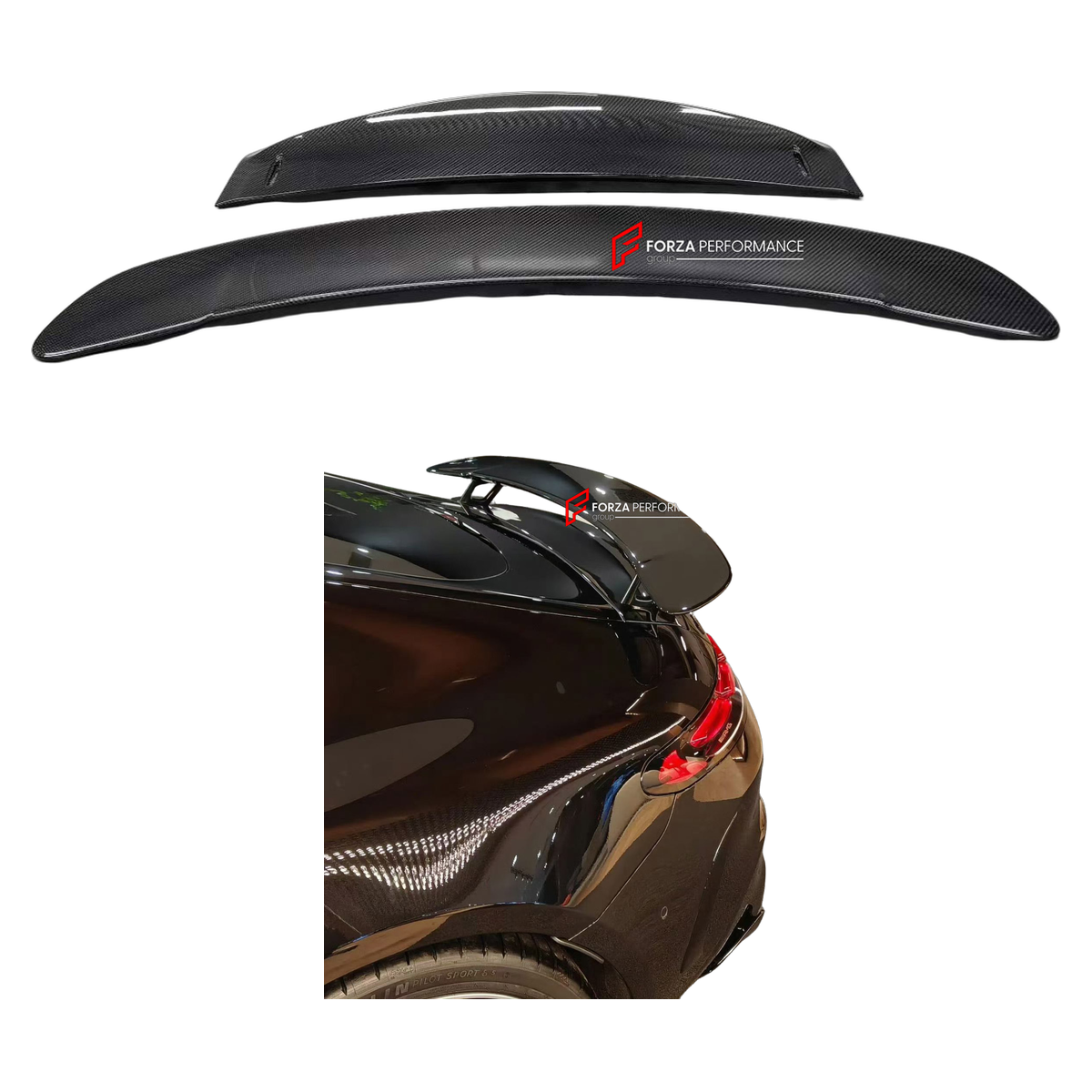 DRY CARBON REAR SPOILER WING for MERCEDES-BENZ AMG GT43 GT55 GT63 C192 COUPE 2024+

Set includes:
Rear Spoiler Wing

Material: Dry Carbon

NOTE: Professional installation is required.