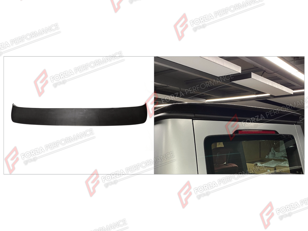 DRY CARBON REAR SPOILER WING for MERCEDES-BENZ G-CLASS W465 G63 G450D G500 G550 2025+ FORZA PERFORMANCE custom fit M Style

Set includes:
Rear Spoiler Wing

Material: Dry Carbon

NOTE: Professional installation is required.
