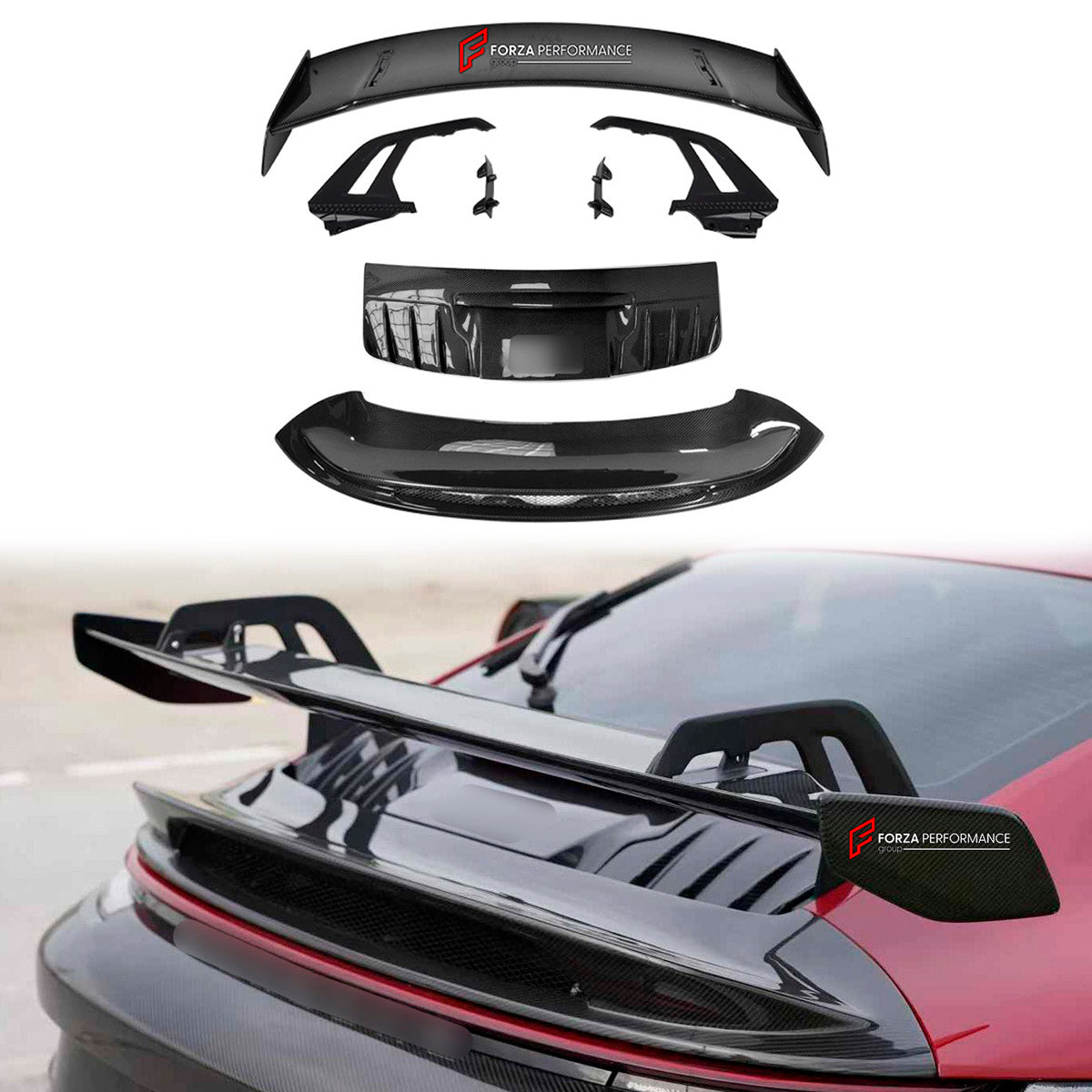 DRY CARBON Rear Spoiler Wing for Porsche 911 992 GT3 2019+
Set includes:

Rear Spoiler Wing
Material: Dry Carbon

NOTE: Professional installation is required.