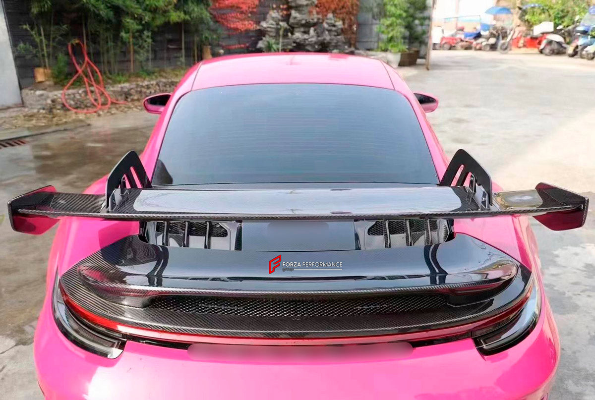 DRY CARBON Rear Spoiler Wing for Porsche 911 992 GT3 2019+
Set includes:

Rear Spoiler Wing
Material: Dry Carbon

NOTE: Professional installation is required.