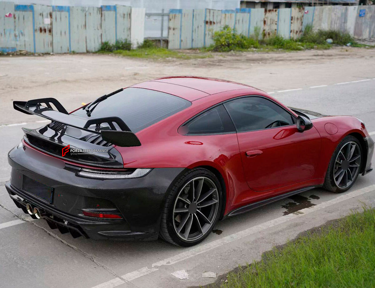 DRY CARBON Rear Spoiler Wing for Porsche 911 992 GT3 2019+
Set includes:

Rear Spoiler Wing
Material: Dry Carbon

NOTE: Professional installation is required.