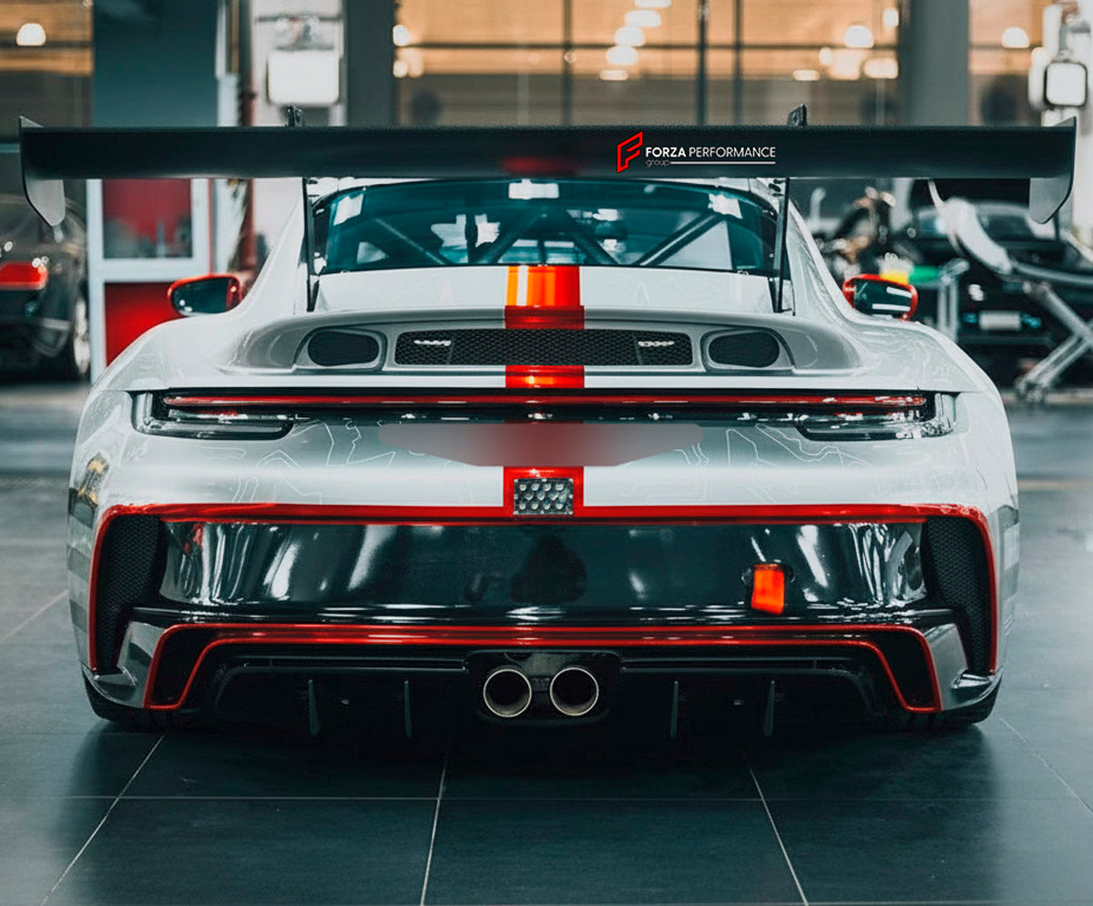 DRY CARBON Rear Spoiler Wing for Porsche 911 992 GT3 2019+
Set includes:

Rear Spoiler Wing
Material: Dry Carbon

NOTE: Professional installation is required.
