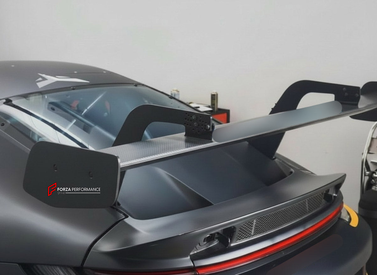 DRY CARBON Rear Spoiler Wing for Porsche 911 992 GT3 2019+
Set includes:

Rear Spoiler Wing
Material: Dry Carbon

NOTE: Professional installation is required.