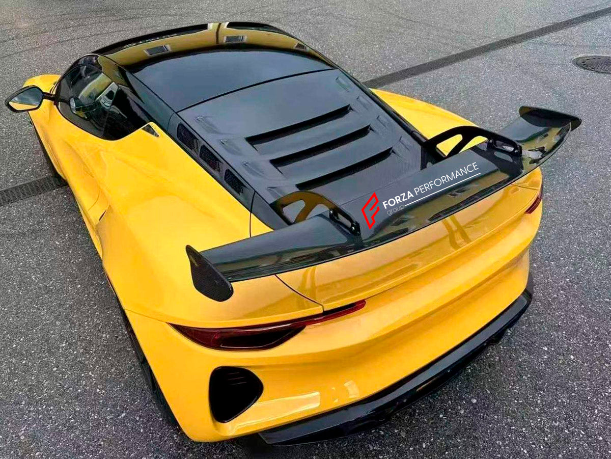 REAR WING SPOILER AND ENGINE COVER for Lotus EMIRA 2022+
Set includes:

Rear Wing Spoiler
Engine Cover
Material: Dry Carbon

NOTE: Professional installation is required.
