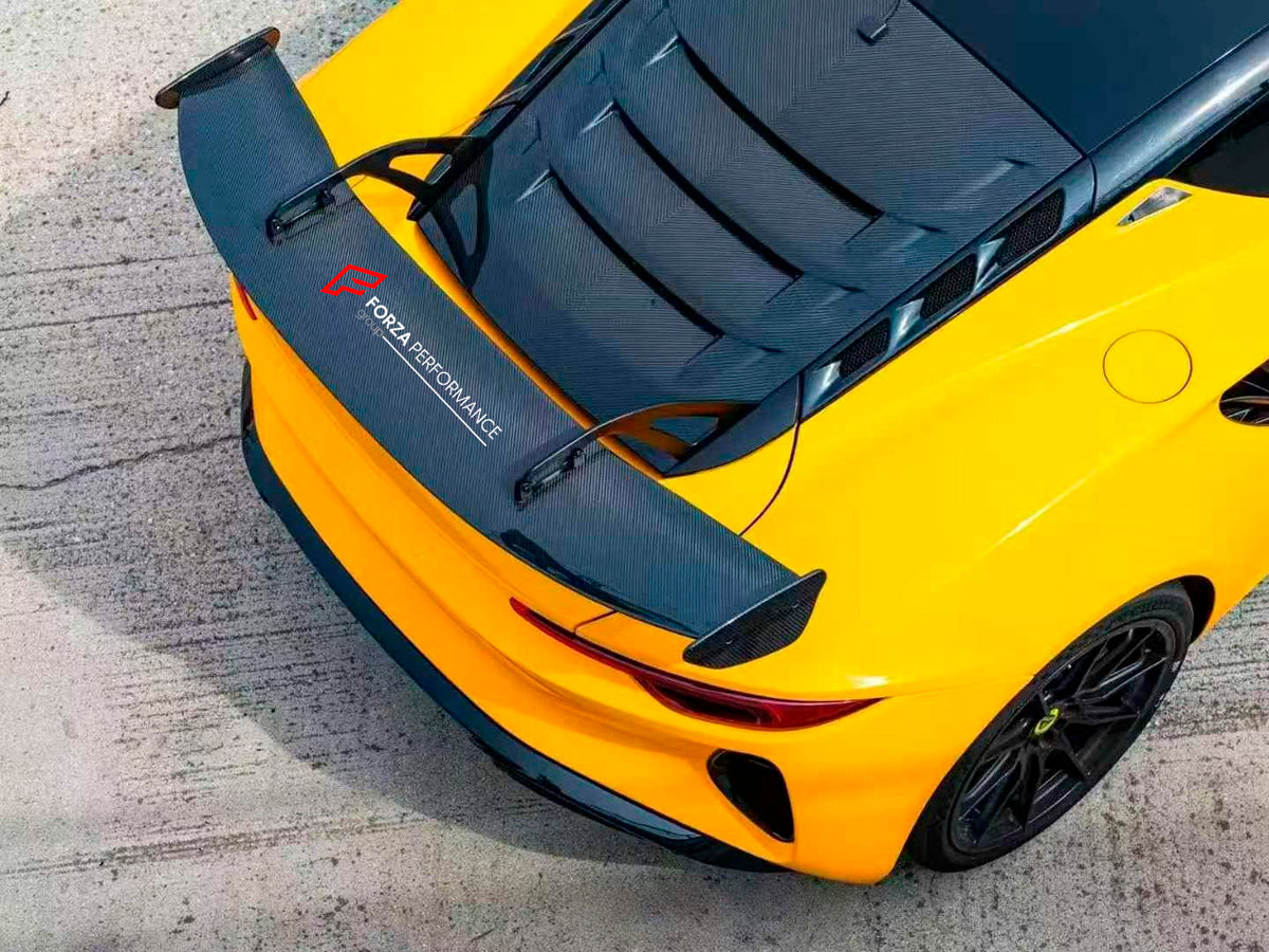 REAR WING SPOILER AND ENGINE COVER for Lotus EMIRA 2022+
Set includes:

Rear Wing Spoiler
Engine Cover
Material: Dry Carbon

NOTE: Professional installation is required.
