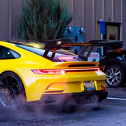 DRY CARBON REAR WING SPOILER for PORSCHE 911 992 GT3 2022+ Forza Performance Custom fit High Kick Swan Neck GT Wing VERUS ENGINEERING STYLE Drag Race Time Attack Downforce
Set includes:

Rear GT Wing
Swan Neck Wing Uprights (2 Pieces)
Wing Mounting Base Plates (2 Pieces)
Wing End Caps (2 Pieces)
Mounting Hardware
Material: Dry Carbon

NOTE: Professional installation is required. For Track GT3 GT4.