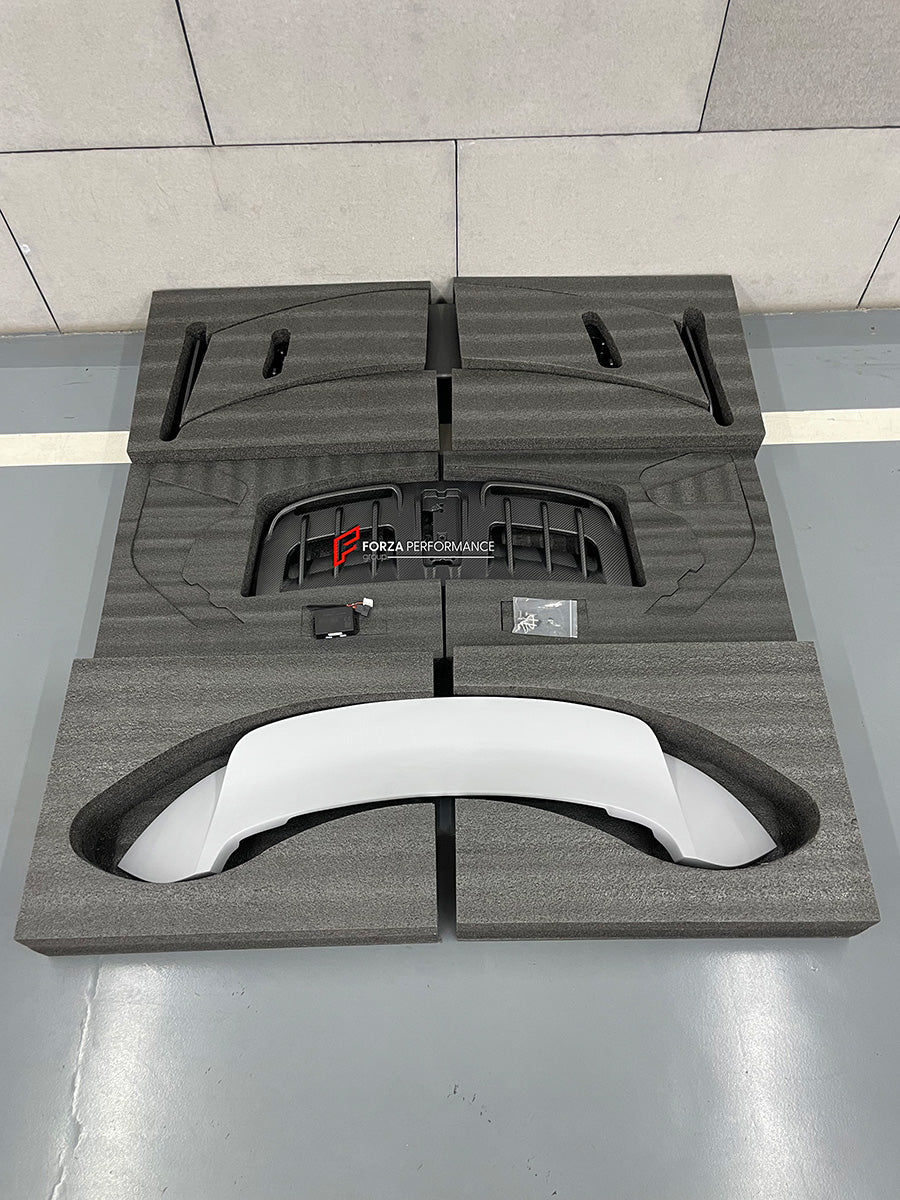 DRY CARBON REAR WING SPOILER with ENGINE LID for PORSCHE 911 992.2 CARRERA 2025+ upgrade to GT3

Set includes:

Rear Wing Spoiler

Rear Duck Spoiler
Engine Lid

Material: Dry Carbon

NOTE: Engine Lid is required for Spoiler to be installed. Professional installation is required

CONTACT US FOR PRICING