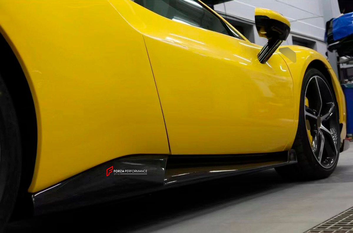 DRY CARBON REPLACEMENT BODY KIT for FERRARI 296 GTS GTB

Set includes:
Front Lip
Side Skirts
Side Air Inlet Trims
Ducktail Spoiler
Rear Diffuser
Material: Dry Carbon

NOTE: Professional installation is required.