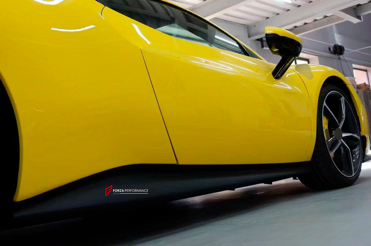 DRY CARBON REPLACEMENT BODY KIT for FERRARI 296 GTS GTB

Set includes:
Front Lip
Side Skirts
Side Air Inlet Trims
Ducktail Spoiler
Rear Diffuser
Material: Dry Carbon

NOTE: Professional installation is required.