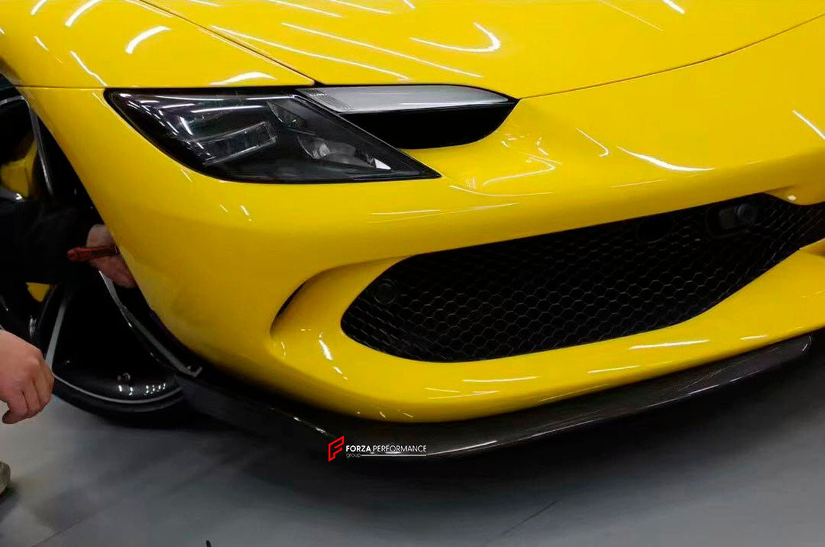 DRY CARBON REPLACEMENT BODY KIT for FERRARI 296 GTS GTB

Set includes:
Front Lip
Side Skirts
Side Air Inlet Trims
Ducktail Spoiler
Rear Diffuser
Material: Dry Carbon

NOTE: Professional installation is required.