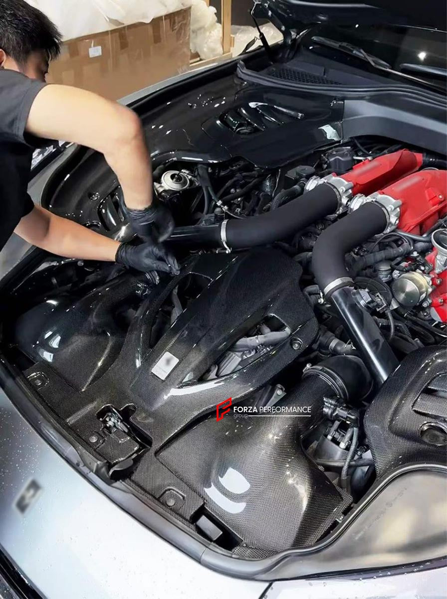 DRY CARBON REPLACEMENT ENGINE BAY KIT for FERRARI GTC4LUSSO 2016 - 2020
Set includes:

Engine Bay Side Panels
Engine Bay Center Cover
Air Box Intake Covers
Material: Dry Carbon

NOTE: Professional installation is required.