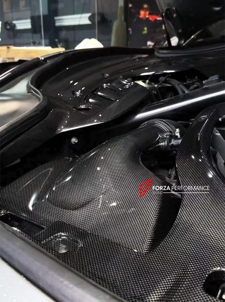 DRY CARBON REPLACEMENT ENGINE BAY KIT for FERRARI GTC4LUSSO 2016 - 2020
Set includes:

Engine Bay Side Panels
Engine Bay Center Cover
Air Box Intake Covers
Material: Dry Carbon

NOTE: Professional installation is required.