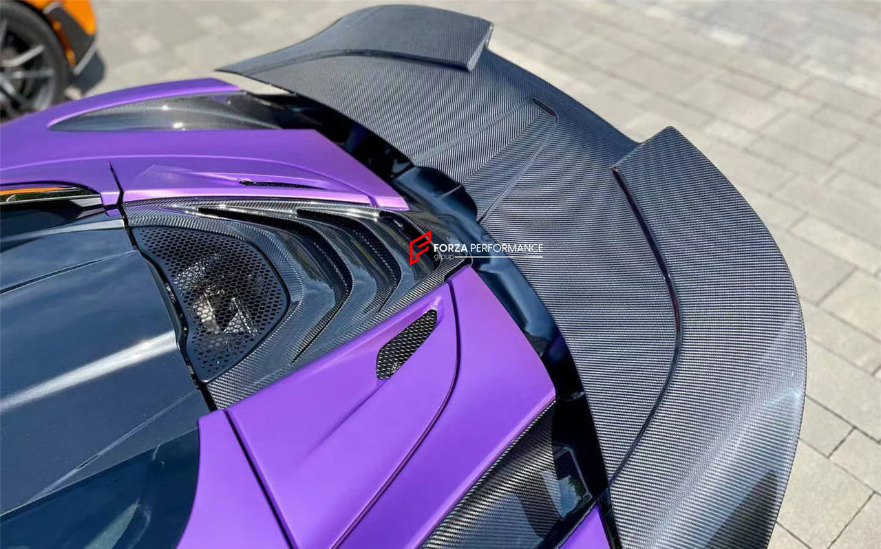DRY CARBON REPLACEMENT ENGINE COVER for MCLAREN 720S SPYDER 2018 - 2023

Set includes:

Engine Cover

Material: Carbon Fiber

Note: Professional installation is required