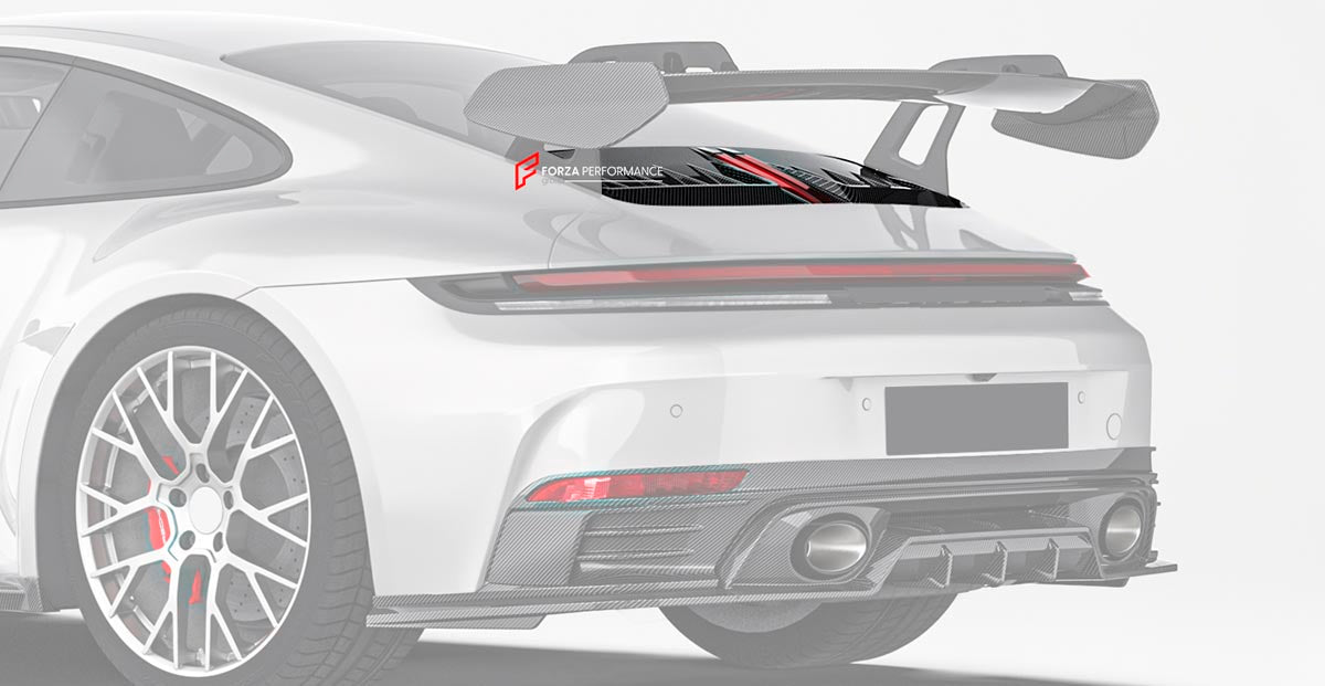 DRY CARBON REPLACEMENT ENGINE LID for PORSCHE 911 992.2 CARRERA COUPE S T 4S 2024+ Forza Performance Custom fit

Set includes:
Engine Lid

Material: Dry Carbon

NOTE: Professional installation is required.