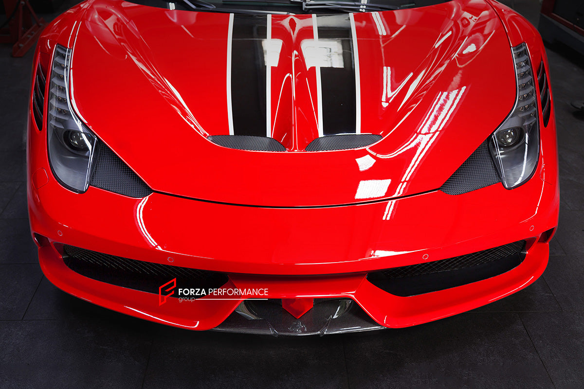 DRY CARBON REPLACEMENT FRONT LIP and FRONT BUMPER VENT WINGLETS  for FERRARI 458 SPECIALE 2013 - 2015

Set includes:

Front Lip
Front Bumper Vent Winglets

Material: Dry Carbon

NOTE: Professional installation is required