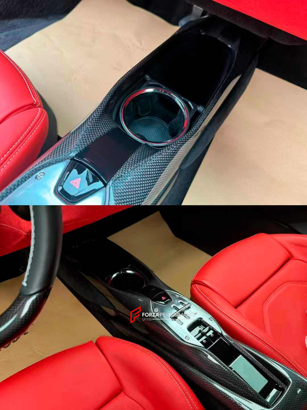 DRY CARBON REPLACEMENT INTERIOR KIT for FERRARI 296 GTS GTB

Set includes:

Dashboard Trims

Air Vent Trims
Central Console Trim

Material: Dry Carbon