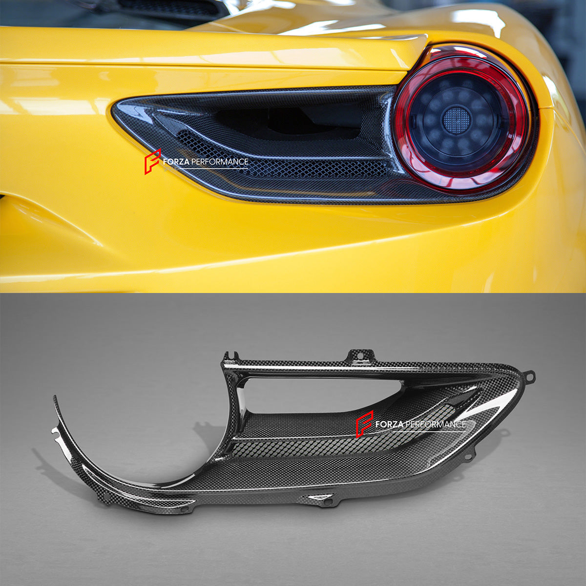 DRY CARBON REPLACEMENT REAR TAIL LIGHT COVERS for FERRARI 488 GTB SPIDER 2015 - 2020

Set includes:

Rear Tail Light Covers

Material: Carbon Fiber

NOTE: Professional installation is required