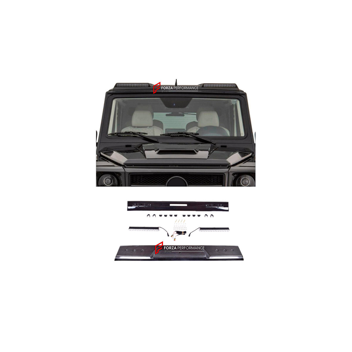 DRY CARBON ROOF LIGHT BAR for MERCEDES-BENZ G-CLASS W463 2008 - 2018

Set includes:
Roof Light Bar

Material: Dry Carbon

NOTE: Professional installation is required.
