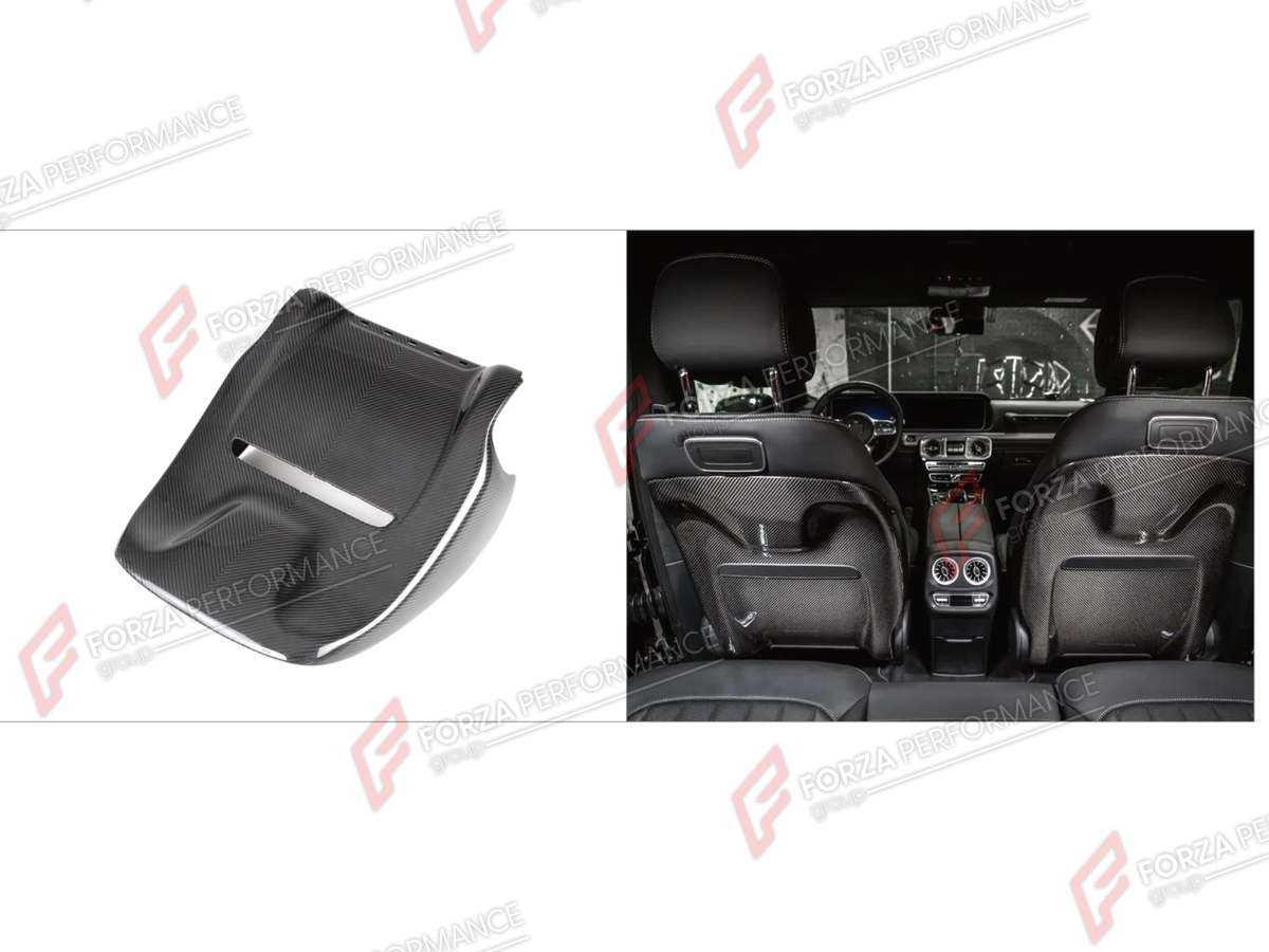 DRY CARBON SEAT BACK COVERS for MERCEDES-BENZ G-CLASS W464 G63 G350 G350D G400D G500 G550 2019 - 2024

Set includes:
Seat Back Covers

Material: Dry Carbon

NOTE: Professional installation is required.