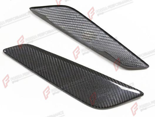DRY CARBON SIDE FENDER TRIMS for BMW 5 SERIES G30 2017 - 2023
Set includes:

Side Fender Trims
Material: Dry Carbon

NOTE: Add-on type - installs over the original part. Professional installation is required.