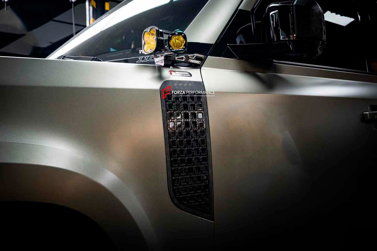 DRY CARBON SIDE FENDERS VENTS for LAND ROVER DEFENDER L663 2019+

Set includes:

Side Fenders Vents

Material: Dry Carbon

Note: Professional installation is required

Payment ►
Visa

Mastercard

PayPal with a credit card (add 4.4% at checkout)
Payoneer
Cryptocurrency
Shipment ►
By express DHL/UPS/TNT/FedEx
To the local international airport
Special line by air
Special line by the sea
To Europe and the UK by train

Please let us know which shipping option you prefer.