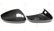 DRY CARBON SIDE MIRROR COVERS for AUDI A3 S3 RS3 8Y 2021+
Set includes:

Side Mirror Covers (with or without assist-sensor cutout - your choice)
Material: Dry Carbon

NOTE: Available with or without the driver-assist sensor cutout - specify your version when ordering. For LHD (left-hand drive) cars only. Professional installation is required.