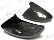 DRY CARBON SIDE MIRROR COVERS for AUDI A6 S6 RS6 C8 2019+
Set includes:

Side Mirror Covers (with or without assist-sensor cutout - your choice)
Material: Dry Carbon

NOTE: Available with or without the driver-assist sensor cutout - specify your version when ordering. For LHD (left-hand drive) cars only. Professional installation is required.