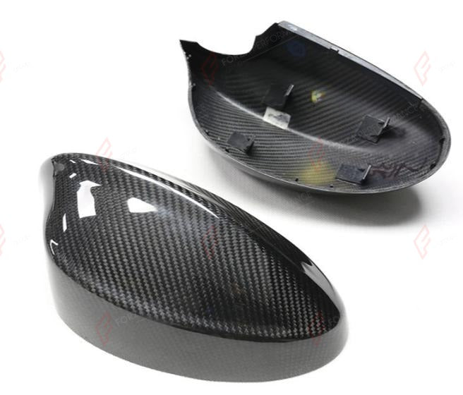 DRY CARBON SIDE MIRROR COVERS for BMW 3 SERIES E90 PRE LCI 2005 - 2008
Set includes:

Side Mirror Covers
Material: Dry Carbon

NOTE: Professional installation is required.