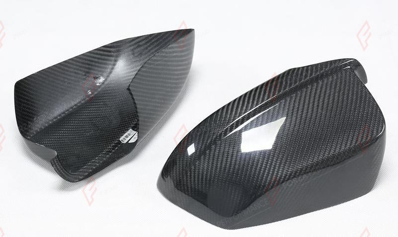 DRY CARBON SIDE MIRROR COVERS for BMW 5 SERIES F10 PRE LCI 2011 - 2013
Set includes:

Side Mirror Covers
Material: Dry Carbon

NOTE: Add-on type - installs over the original part. Professional installation is required.