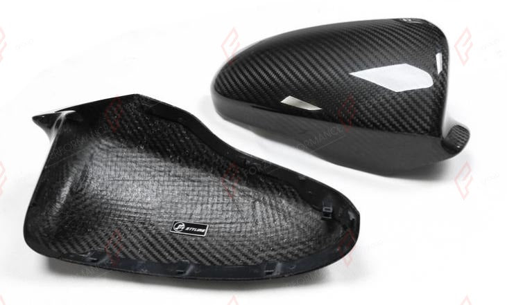 DRY CARBON SIDE MIRROR COVERS for BMW M5 F10 M6 F06 F12 F13 2012 - 2018
Set includes:

Side Mirror Covers
Material: Dry Carbon

NOTE: Professional installation is required.