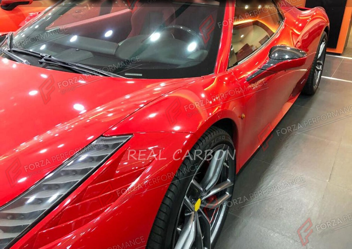 DRY CARBON SIDE MIRROR COVERS for FERRARI 458 ITALIA SPIDER 2009 - 2016 FORZA PERFORMANCE Custom Fit
Set includes:

Side Mirror Covers
Material: Dry Carbon

NOTE: Professional installation is required.

Why “Contact Us for Pricing”?
We don’t display fixed prices because our goal is to offer you the most competitive deal possible. Product costs often decrease over time, and by requesting a quote, you’ll receive our most up-to-date price on market.

SECURED PAYMENT METHODS
PayPal (+4.4% fee)
Visa / Mastercard