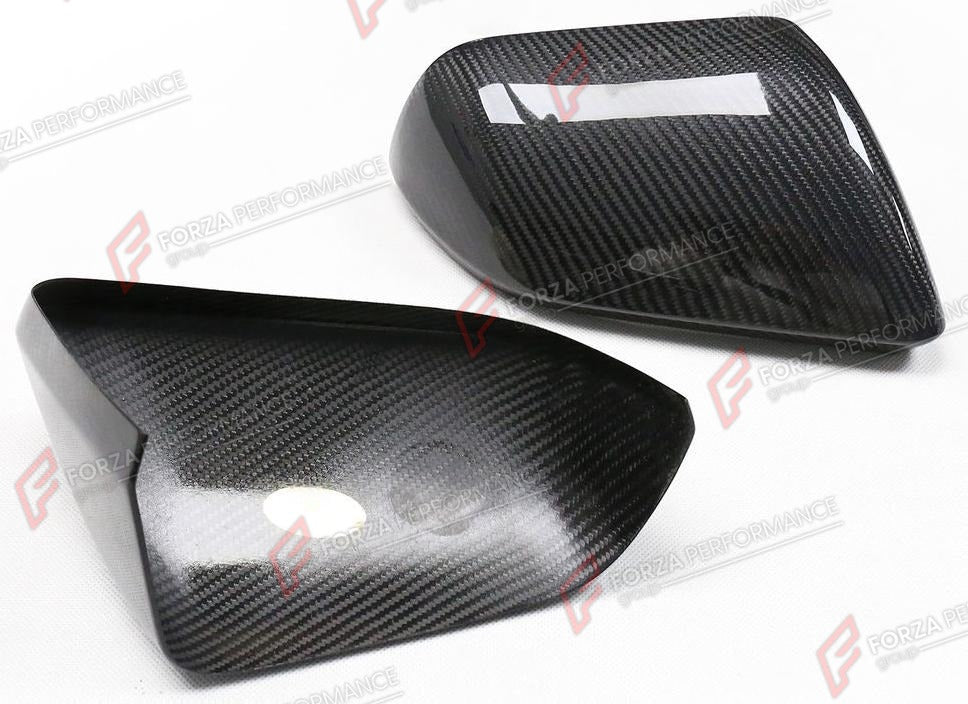 DRY CARBON SIDE MIRROR COVERS for FORD MUSTANG S550 2015 - 2023
Set includes:

Side Mirror Covers
Material: Dry Carbon

NOTE: For US-version (American-spec) cars. Add-on type - installs over the original part. Professional installation is required.