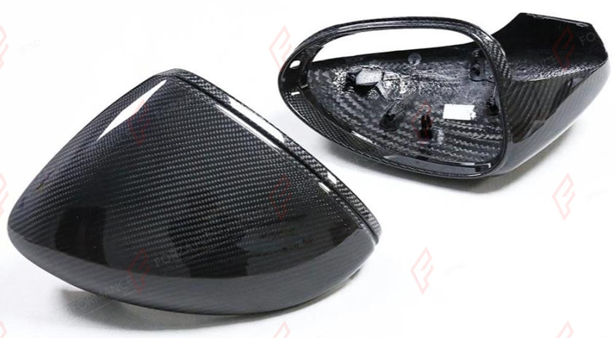 DRY CARBON SIDE MIRROR COVERS for PORSCHE PANAMERA 971 2017 - 2023
Set includes:

Side Mirror Covers
Material: Dry Carbon

NOTE: Available for LHD and RHD cars - specify your drive side. Available with or without the driver-assist sensor cutout - specify your version when ordering. Professional installation is required.
