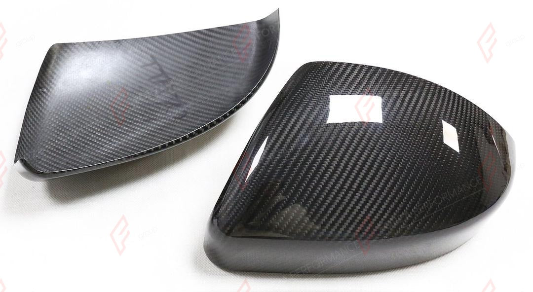 DRY CARBON SIDE MIRROR COVERS for RANGE ROVER EVOQUE L538 2014 - 2018
Set includes:

Side Mirror Covers
Material: Dry Carbon

NOTE: Add-on type - installs over the original part. Professional installation is required.