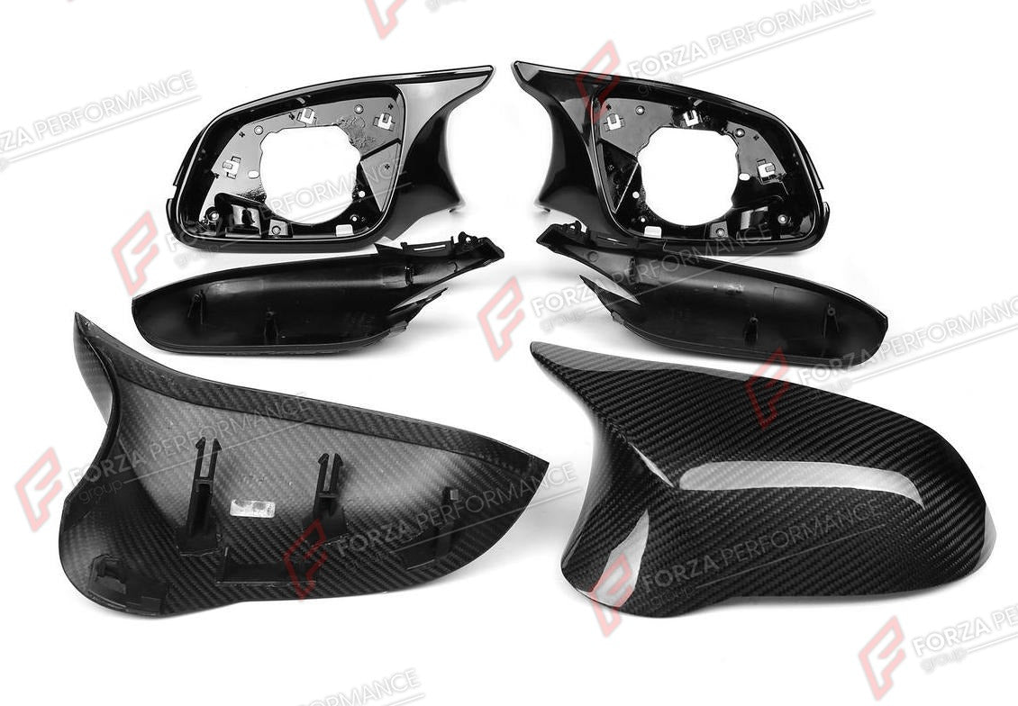 DRY CARBON SIDE MIRROR COVERS M3 F80 STYLE 6 PCS SET for BMW 4 SERIES F32 F33 F36 2014 - 2020
Set includes:

Side Mirror Covers (6 pcs/set)
Material: Dry Carbon

NOTE: Professional installation is required.