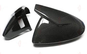 DRY CARBON SIDE MIRROR COVERS STICK ON for AUDI A6 S6 RS6 C8 2019+ Abt Style
Set includes:

Side Mirror Covers (with or without assist-sensor cutout - your choice)
Material: Dry Carbon

NOTE: Available with or without the driver-assist sensor cutout - specify your version when ordering. Add-on type - installs over the original part. Professional installation is required.