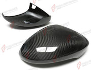 DRY CARBON SIDE MIRROR COVERS STICK ON for PORSCHE PANAMERA 971 2017 - 2023
Set includes:

Side Mirror Covers (with or without assist-sensor cutout - your choice)
Material: Dry Carbon

NOTE: For LHD (left-hand drive) cars only. Available with or without the driver-assist sensor cutout - specify your version when ordering. Add-on type - installs over the original part. Professional installation is required.