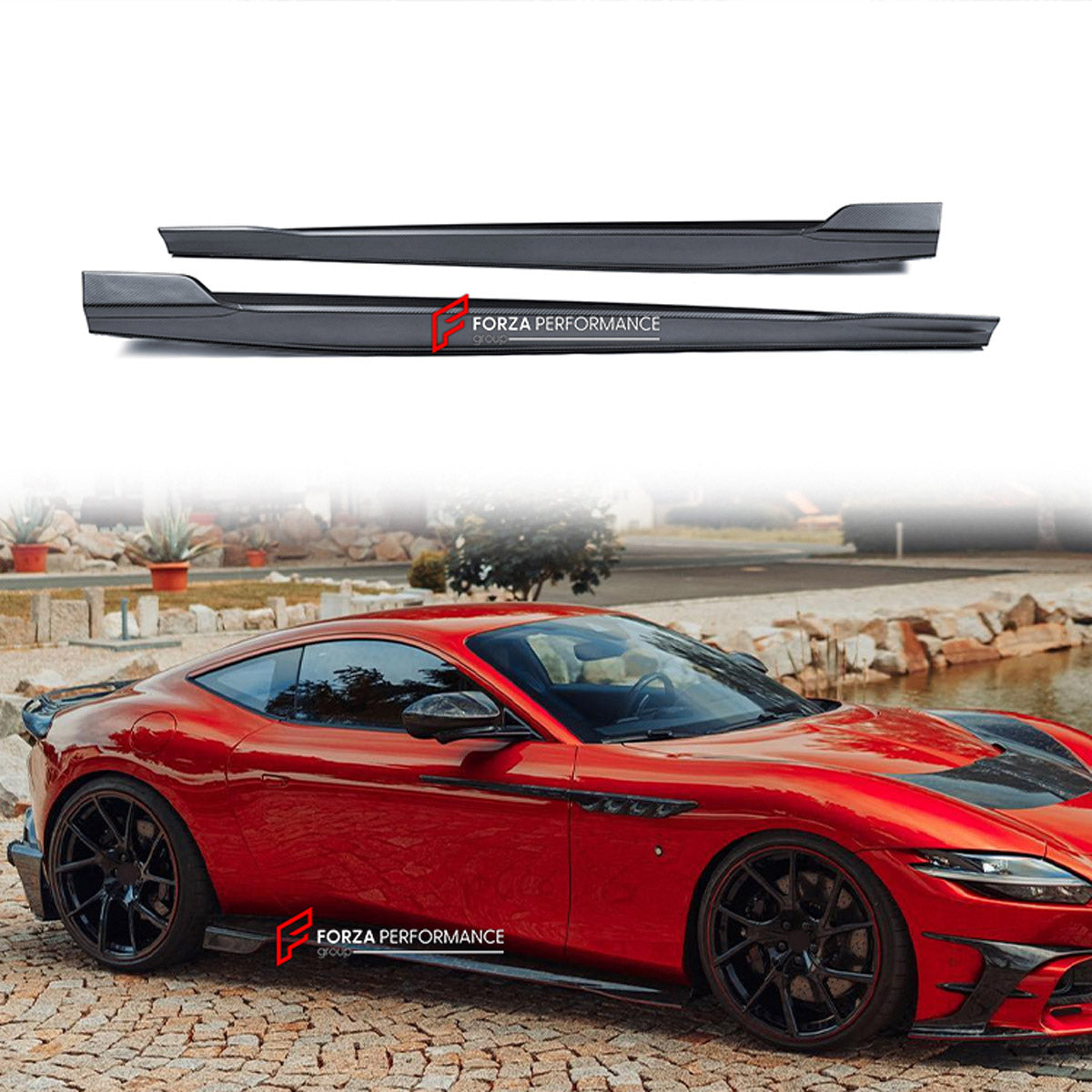 DRY CARBON SIDE SKIRTS for FERRARI ROMA 2020+ FORZA PERFORMANCE custom fit Mansory Style

Set includes:
Side Skirts

Material: Dry Carbon

NOTE: Professional installation is required.