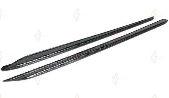 DRY CARBON SIDE SKIRTS MP STYLE for BMW 3 SERIES G20 PRE LCI 2019 - 2022
Set includes:

Side Skirts
Material: Dry Carbon

NOTE: Add-on type - installs over the original part. Professional installation is required.