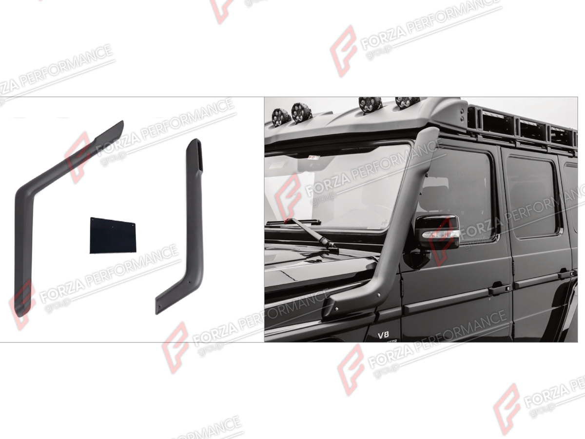 DRY CARBON SIDE SNORKELS for MERCEDES-BENZ G-CLASS W463 G55 2008 - 2018 FORZA PERFORMANCE custom fit TI MECH II

Set includes:
Side Snorkels

Material: Dry Carbon

NOTE: Professional installation is required.
