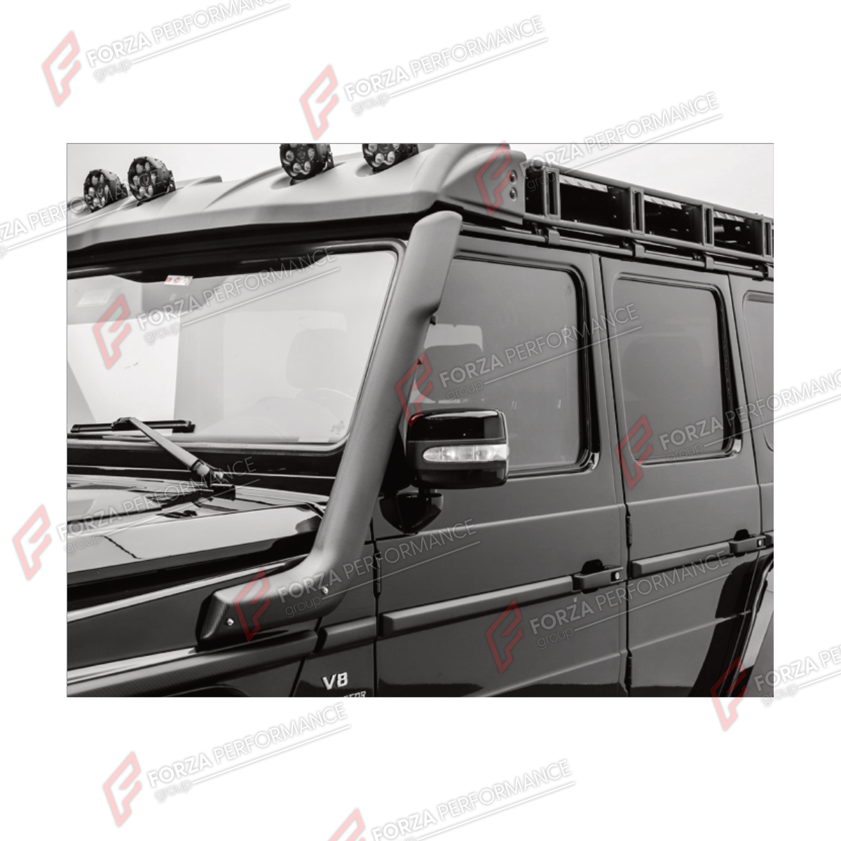 DRY CARBON SIDE SNORKELS for MERCEDES-BENZ G-CLASS W463 G55 2008 - 2018 FORZA PERFORMANCE custom fit TI MECH II

Set includes:
Side Snorkels

Material: Dry Carbon

NOTE: Professional installation is required.